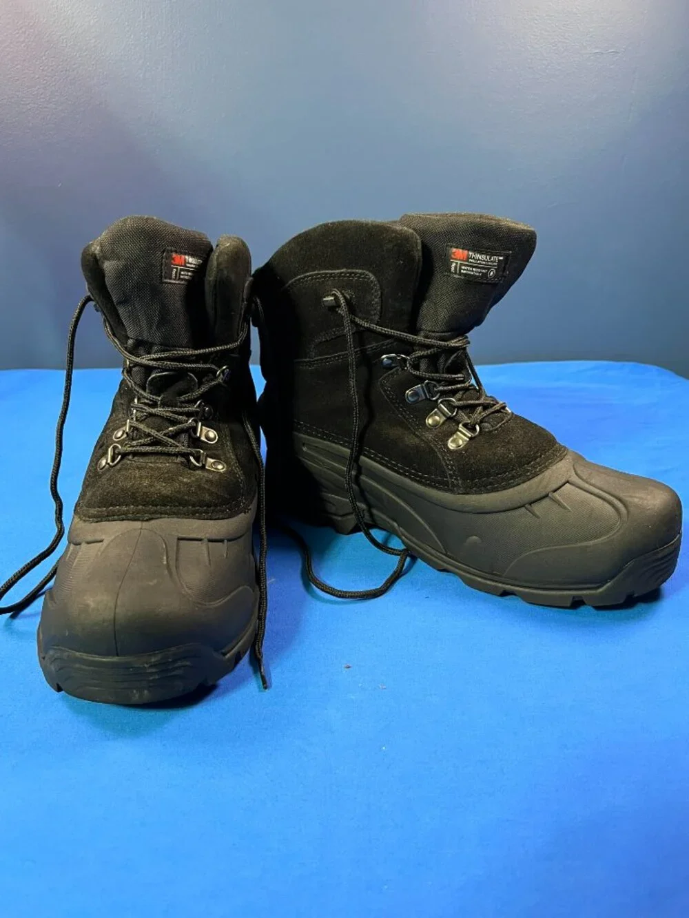 Falls Creek Blizzard Black Suede Thinsulate LaceUp Snow Winter Boots mens Sz 10